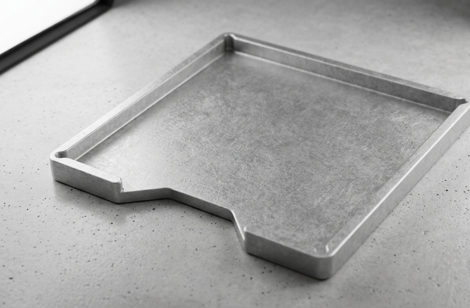 HM&WB Sticky Note Holder — machined aluminum with cork base